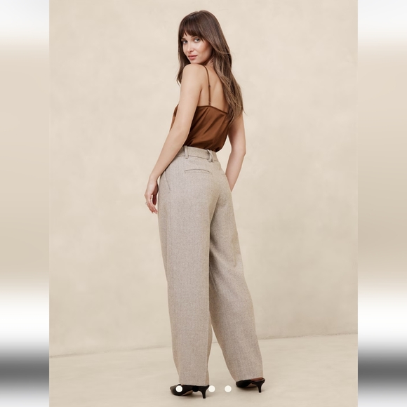 Banana Republic Straight Wool-Blend Herringbone blonde pants 6p - Picture 2 of 8